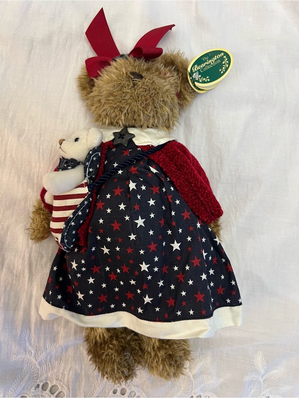 Bearington Collection Betsy and Ross Teddy Bear #1078 Patriotic US Flag NWT 14"